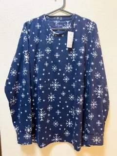新品　タグ付き　St.Scott フリース　長袖　ネイビー　白　雪の結晶　LL