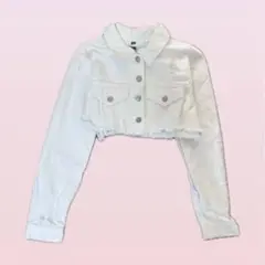 ZARA ダメージデニムジャケット ホワイト 長袖 ショート丈