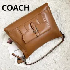 未使用級 COACH コーチ 茶 ブラウン ワンショルダー フラップ flap