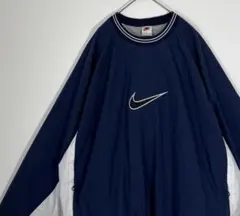 NIKE ナイキ ピステ ナイロンジャケット 紺色 ネイビー 野球 XL 白