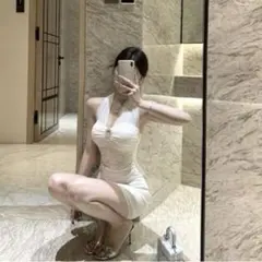 ホルターネック ドレス ホワイト キャバクラ キャバ嬢