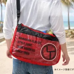 ハワイアン柄 ビニールショルダーバッグ 赤 RED