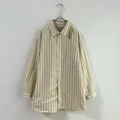 4499 サニーレーベル　リネンシャツ　ストライプ　麻　クリームイエロー　Ｍ