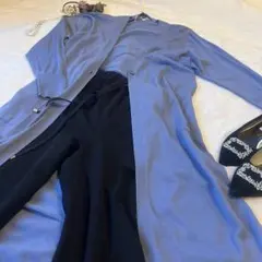 UNIQLO ロングカーディガン UVカット　サイズM 大人のくすみブルー美品