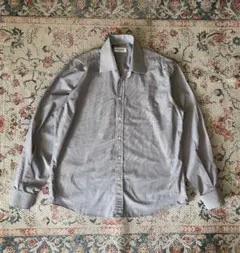 イブサンローラン 90s 青ストライプシャツ L相当イタリア