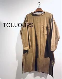 TOUJOURS ベージュ シャツワンピース 花柄スカーフ付き - メルカリ