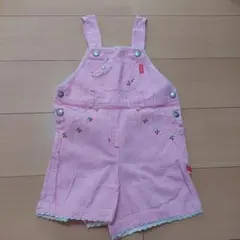 mezzo piano 110サイズ ピンクストライプオーバーオール