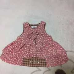 ジャンパースカート　サイズ90　花柄　ピンク　コーデュロイ