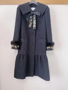 極美品♡定価25万円Reneルネ　コペンハーゲンミンク 付きツイードフードコート re-rne-lq-w-00022_3.jpg