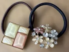 【とても綺麗】花＆幾何学模様ヘアゴムセット