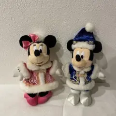 ミッキー ミニー ぬいぐるみバッチ　2014年　クリスマス　ディズニーシー