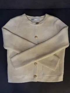 ZARA アイボリー ニットカーディガン