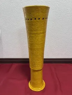 モダン 陶器製 花瓶◇イエロー フラワーベース 高さ40cm ドット柄 黄色のサムネイル