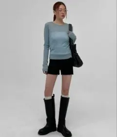BLACKUP フレンヌバンディングショートパンツ 黒　Mサイズ