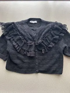 ZARA ブラック フリルカーディガン 半袖