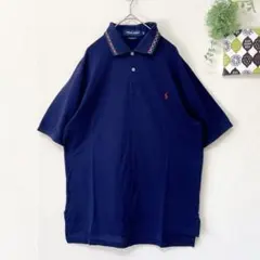 【ポロゴルフラルフローレン】 ポロシャツ 半袖 S ネイビー ロゴ刺繍 コットン
