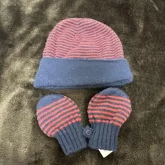 PETIT BATEAU ニット帽子とミトンセット 47/49cm