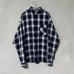 オンブレチェックシャツ　シャドーチェック　長袖　M