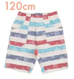 新品未使用◇ little things ５分丈先染めボーダーボタニカルパンツ
