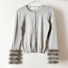 Petit Maisonカーディガン袖ファー ラビットファー ウール混　春秋冬