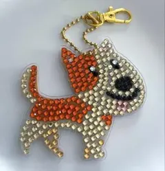 ミニチュアブルテリア チャーム ハンドメイド キーホルダー ラインストーン