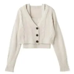 【GRL】クロップド丈カーディガンXキャミソールニットアンサンブル an1222