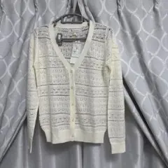 ROPE PICNIC アイボリー レース編み カーディガン