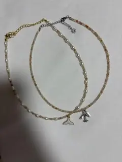 パールビーズネックレス2点セット