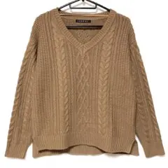 INGNI イング ニット ケーブル編み Ｖネック 茶 長袖 M