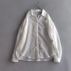 【極美品】アーバンリサーチ ITEMS シアーストライプシャツ フリーサイズのサムネイル