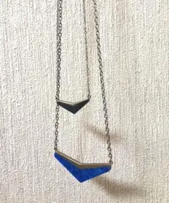 【送料無料】ブルー ブラック ダブルチェーン ネックレス