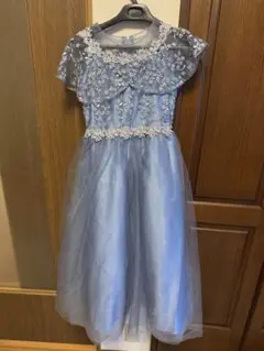 ライトブルー フラワー刺繍ドレス 140cm