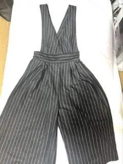 ストライプ クロスストラップ サロペット