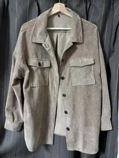 ベージュ コーデュロイ シャツジャケット
