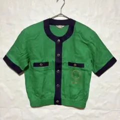 ○PICONE ピッコーネ 半袖シャツジャケット 金ボタン M 緑 紺のサムネイル