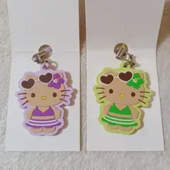 日焼けキティ ハローキティ ラバーストラップ 紫 緑