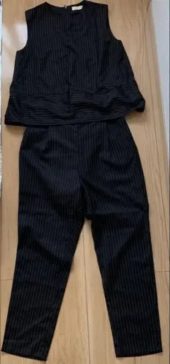 黒 ストライプ パンツセットアップ