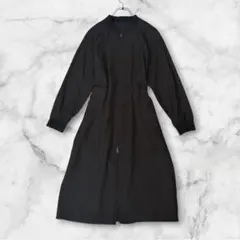 美品 スコットクラブ ジップアップ ロングコート 38 黒 ドロストライトコート
