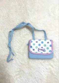 水色ドットリボンショルダーバッグ