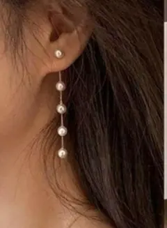 パール ロングピアス 揺れる ドロップピアス（14）