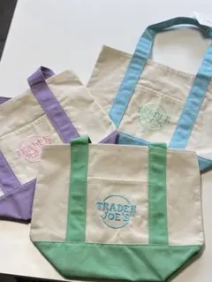 TRADER JOE'S ミニパステルキャンバストートバッグ3個セット
