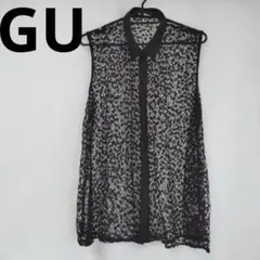 美品✨GU ブラックレースブラウス