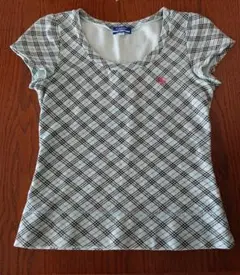 バーバリーブルーレーベル　カットソー　ノバチェック 希少 水色☆美品☆