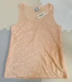 Forever21 スパンコール ノースリーブトップス ピンクベージュ