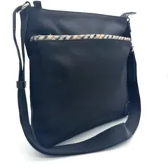 DAKS ダックス ブラック キャンバス ショルダーバッグ チェック柄 美品のサムネイル
