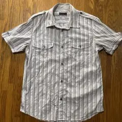 Comme Ca Du Mode 半袖シャツ 白紫ストライプ