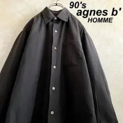 90's アニエス・ベー モノトーン コットンドレスシャツ 黒 墨黒 フェード