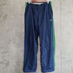 adidas 90s ナイロン トラックパンツ　紺　緑　US M