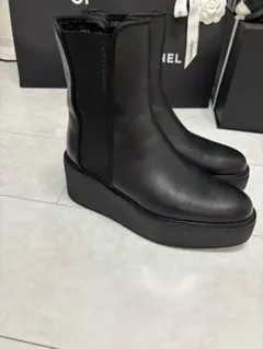 ブラック サイドゴアブーツ 23.5cm