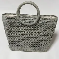 トートバッグ カゴバック リングハンドル モスグリーン 編み込み